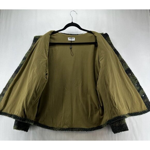 LNA Clothing Jacket Womens Size S Deep Pile Fleece Camo Utility Snap Front Green - Picture 8 of 12